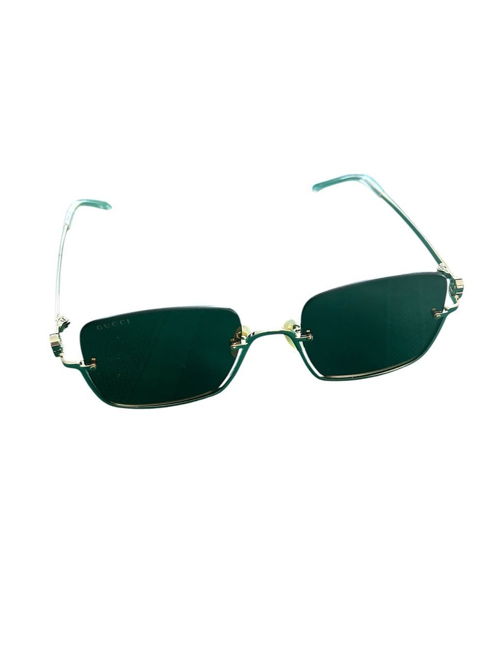 Gucci Gold Grey Rimless Square Sunglasses GG1279S Rent the Runway Authentic